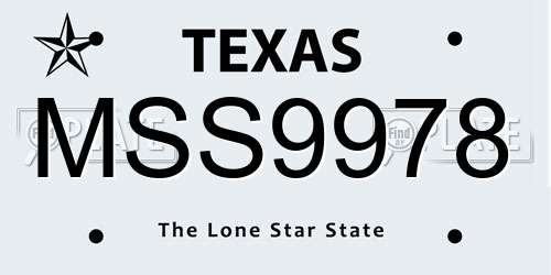 MSS9978 Texas License Plate