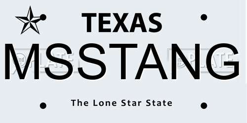 MSSTANG Texas License Plate