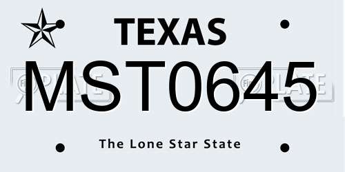 MST0645 Texas License Plate