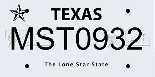 MST0932 Texas License Plate
