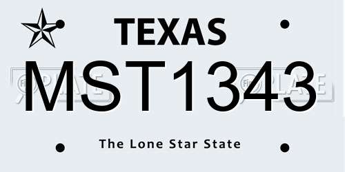 MST1343 Texas License Plate