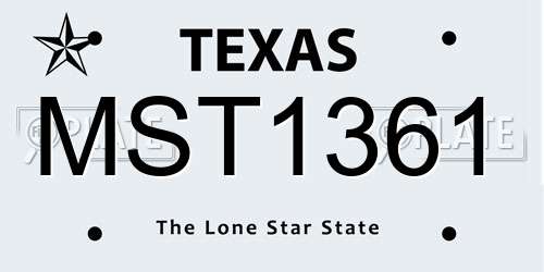 MST1361 Texas License Plate