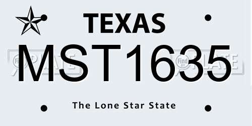 MST1635 Texas License Plate