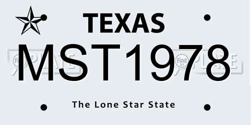 MST1978 Texas License Plate