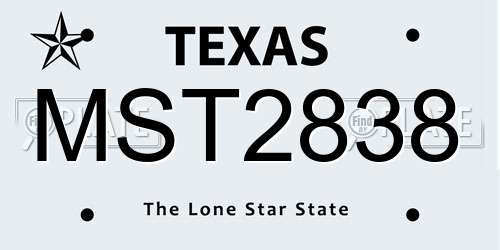 MST2838 Texas License Plate
