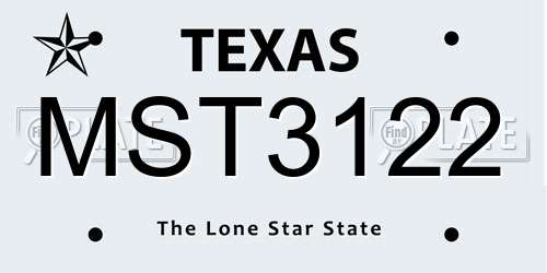 MST3122 Texas License Plate