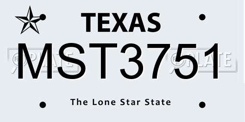 MST3751 Texas License Plate