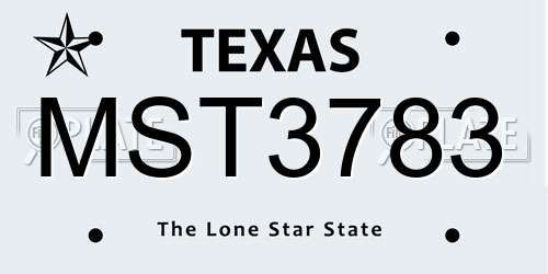 MST3783 Texas License Plate