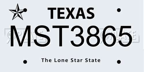MST3865 Texas License Plate