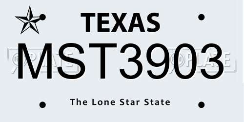 MST3903 Texas License Plate