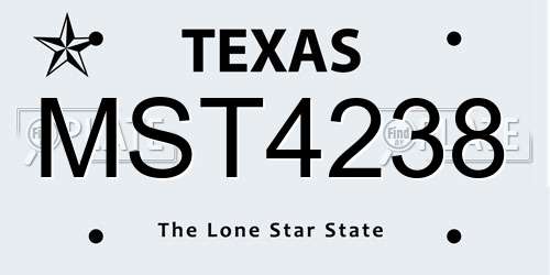 MST4238 Texas License Plate