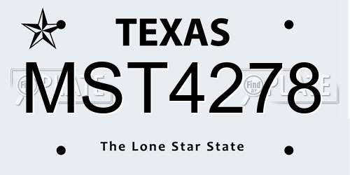 MST4278 Texas License Plate