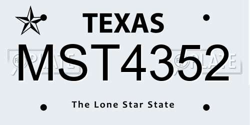 MST4352 Texas License Plate