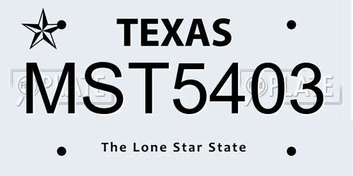 MST5403 Texas License Plate