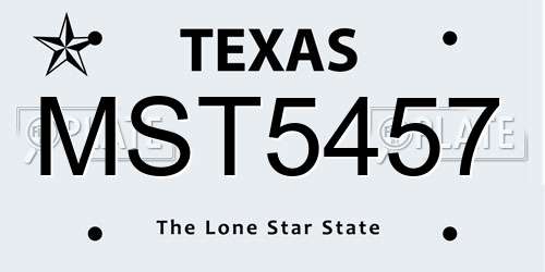 MST5457 Texas License Plate