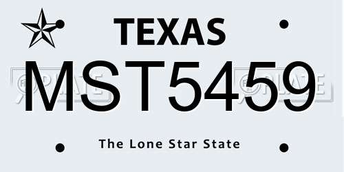 MST5459 Texas License Plate