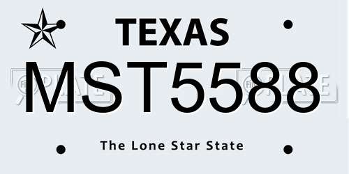 MST5588 Texas License Plate