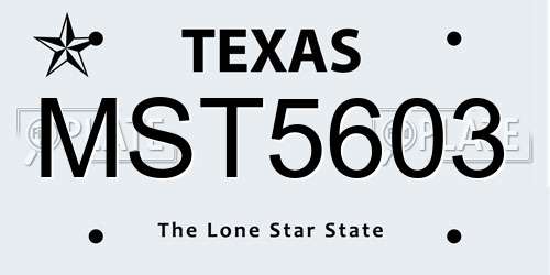 MST5603 Texas License Plate