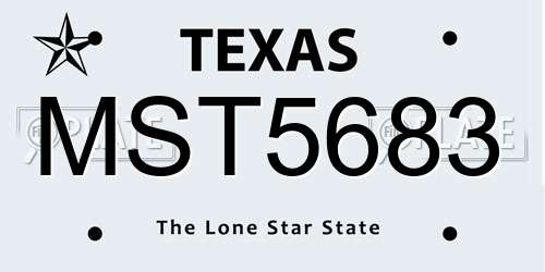 MST5683 Texas License Plate