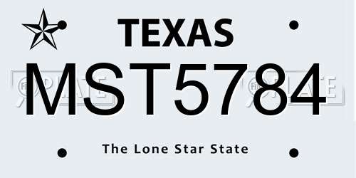 MST5784 Texas License Plate