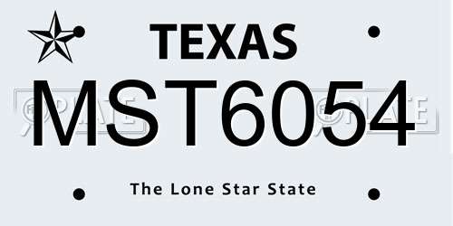 MST6054 Texas License Plate