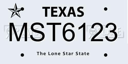 MST6123 Texas License Plate