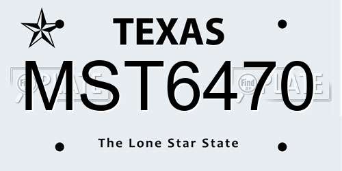 MST6470 Texas License Plate