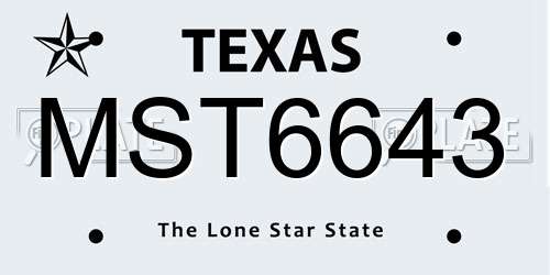 MST6643 Texas License Plate