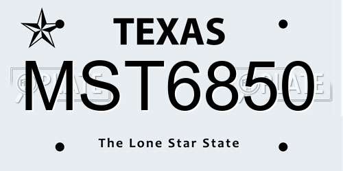 MST6850 Texas License Plate
