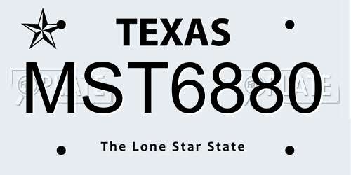 MST6880 Texas License Plate