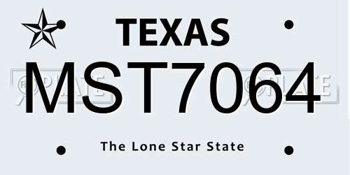MST7064 Texas License Plate