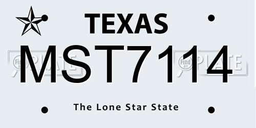 MST7114 Texas License Plate