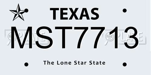 MST7713 Texas License Plate