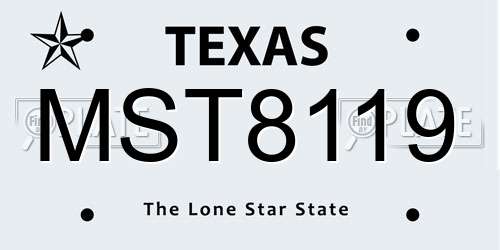 MST8119 Texas License Plate