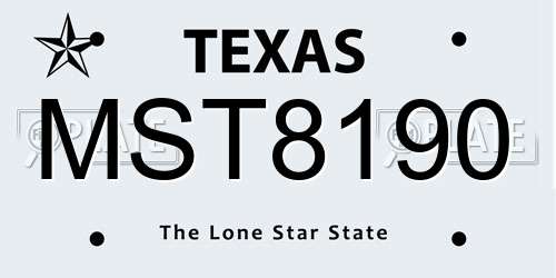 MST8190 Texas License Plate