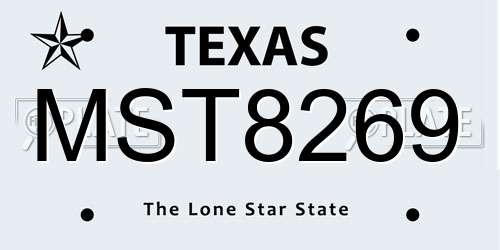 MST8269 Texas License Plate