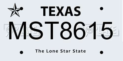MST8615 Texas License Plate