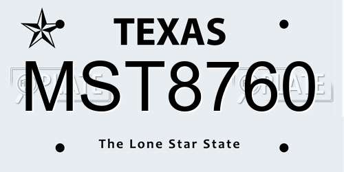 MST8760 Texas License Plate