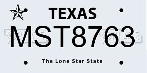 MST8763 Texas License Plate