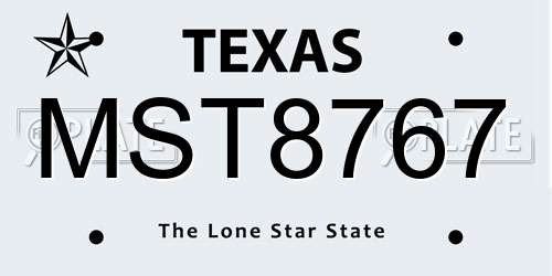 MST8767 Texas License Plate