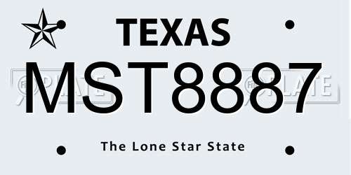 MST8887 Texas License Plate