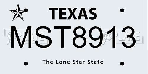 MST8913 Texas License Plate