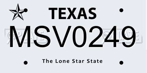 MSV0249 Texas License Plate