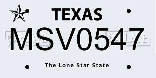 MSV0547 Texas License Plate