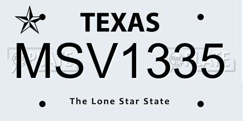 MSV1335 Texas License Plate