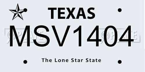 MSV1404 Texas License Plate