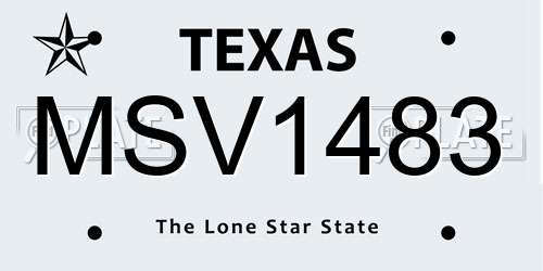 MSV1483 Texas License Plate