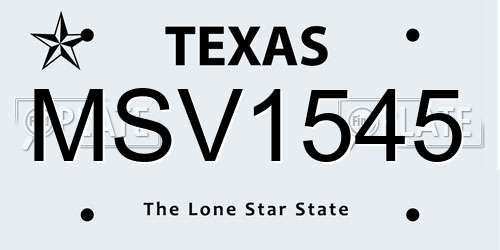 MSV1545 Texas License Plate