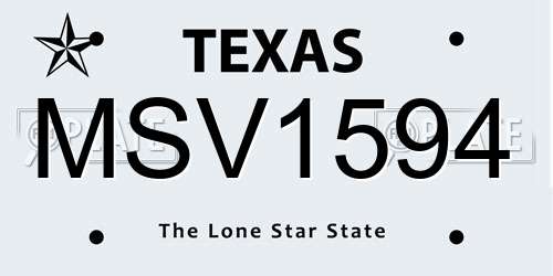 MSV1594 Texas License Plate