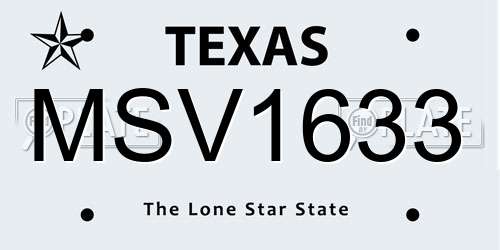 MSV1633 Texas License Plate